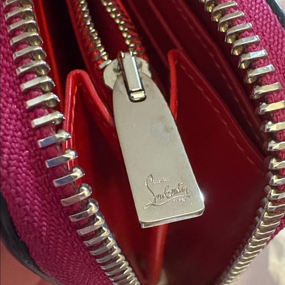 Christian Louboutin Panettone Burgundy Studded Zip Wallet - Picture 8 of 13